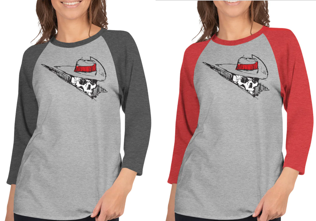 The dashing skull 3/4 sleeve shirt - unisex