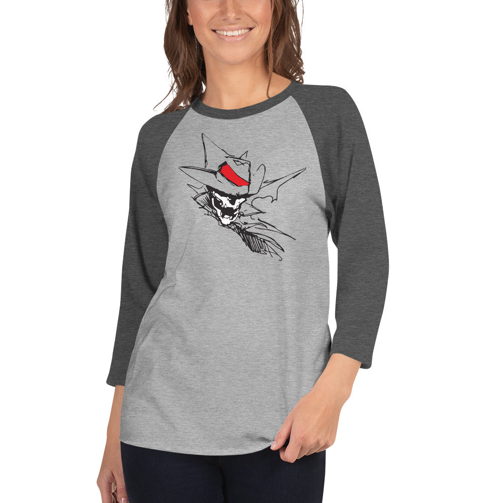 The action skull 3/4 sleeve raglan shirt - unisex