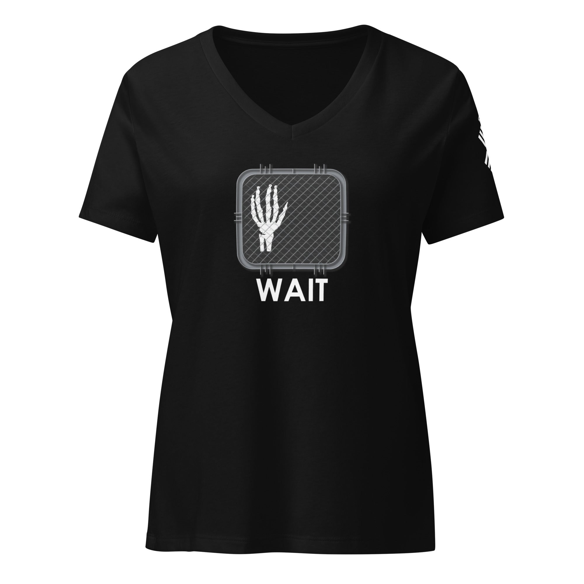 crossmen WAIT Women’s with sleeve art relaxed v-neck t-shirt